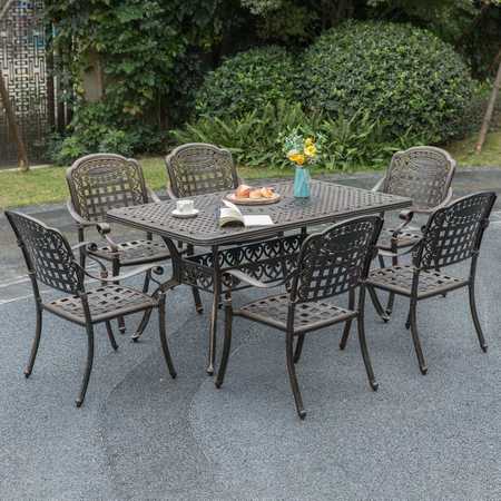 Gardenised Indoor and Outdoor Bronze Dinning Set 2 Chairs Cast Aluminum. QI003958CH.2